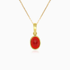 Oval cut garnet pendant in bezel setting
