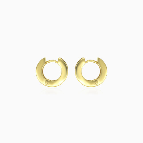 Stylish yellow gold hoop earrings with garnets