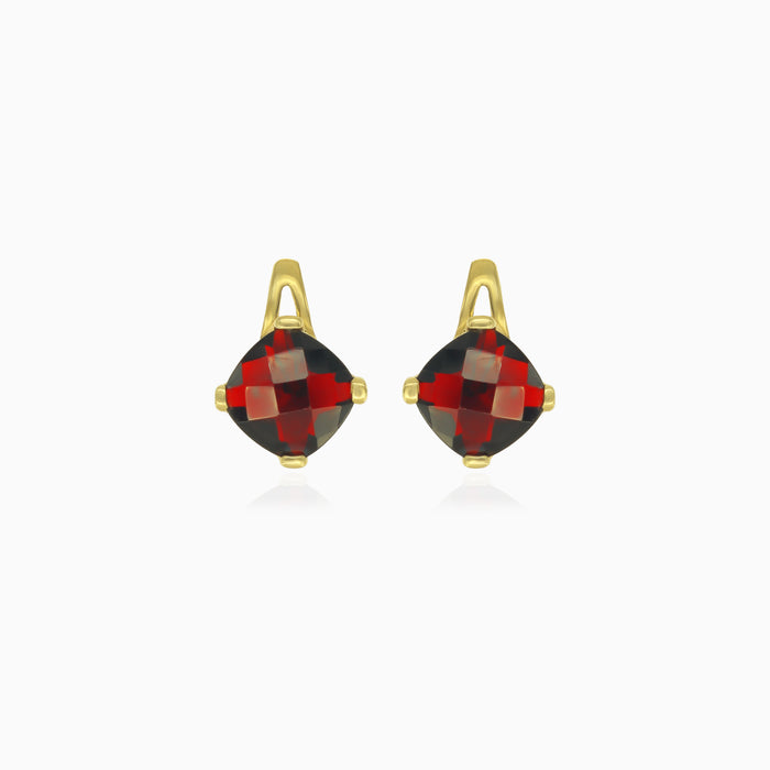 Pendientes colgantes de elegancia en oro con granate
