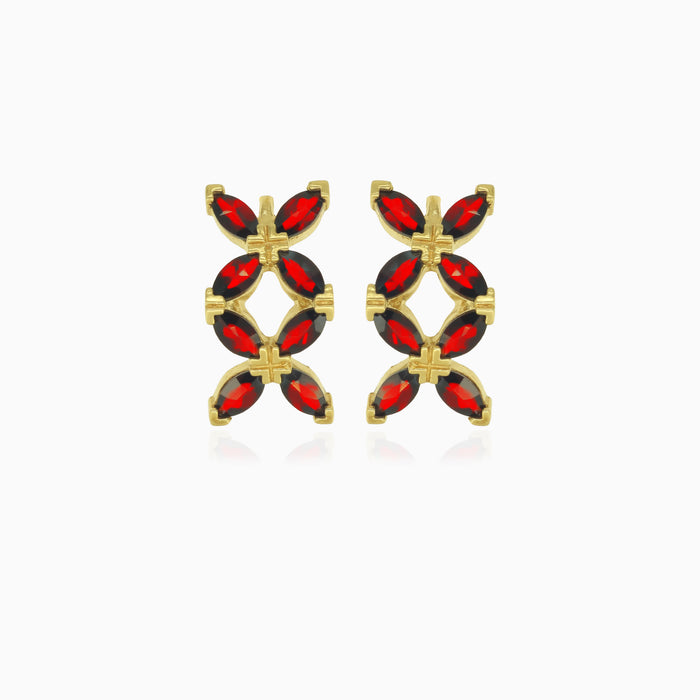 Garnet Marquise-Ohrhänger mit Schmetterlingsdesign
