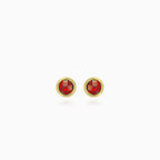 Garnet stud earrings in bezel setting