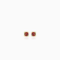 Stylish round garnet stud earrings