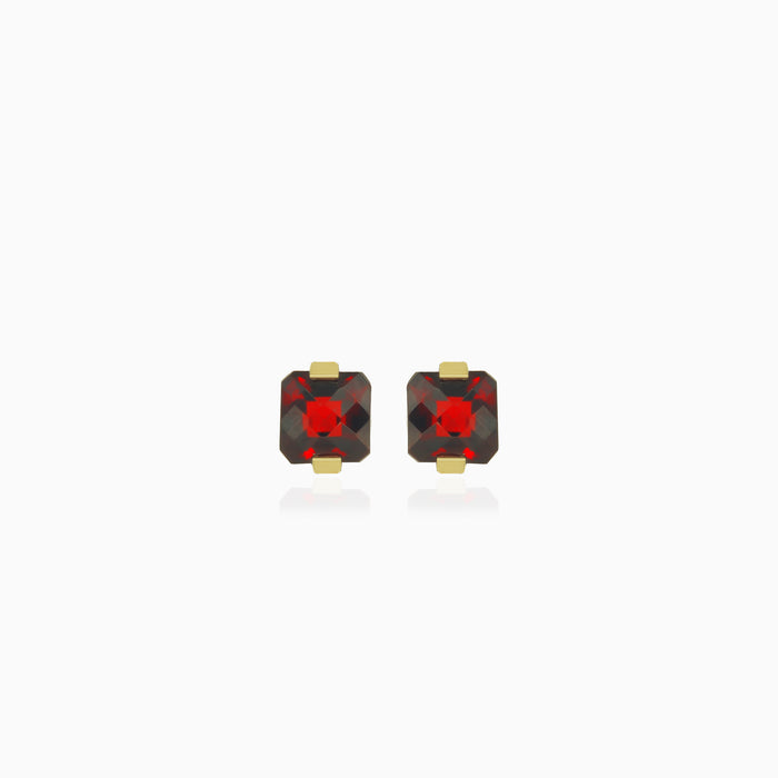 Garnet cushion cut stud earrings