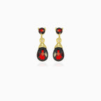 Round and pear cut garnet dangling earrings