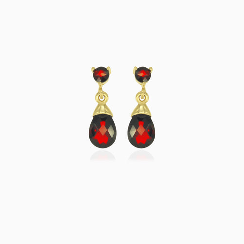 Round and pear cut garnet dangling earrings