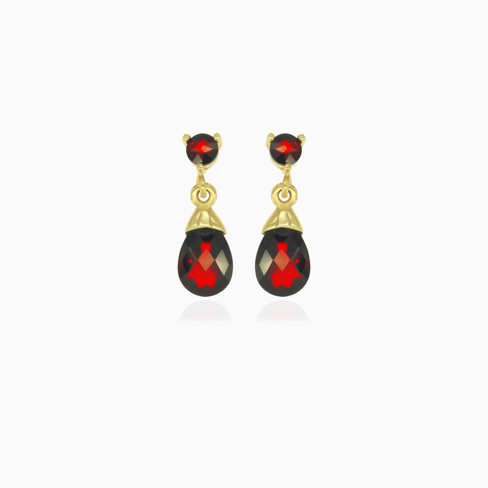 Round and pear cut garnet dangling earrings