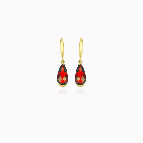 Simple pear cut garnet  dangling earrings