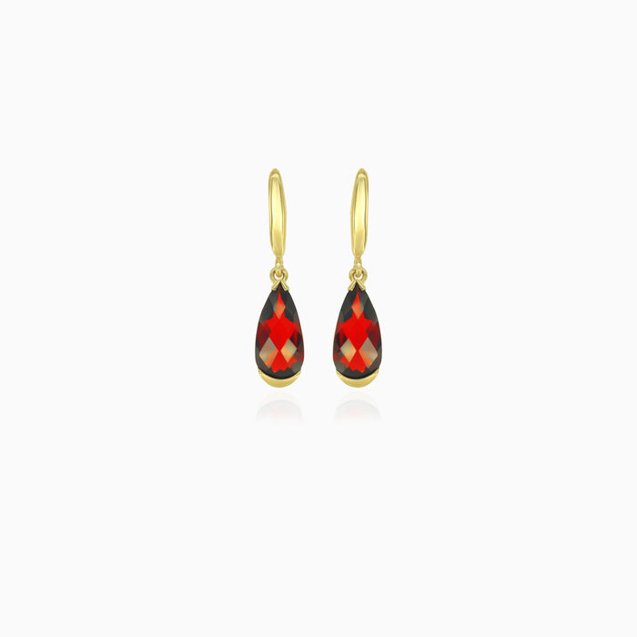 Simple pear cut garnet  dangling earrings