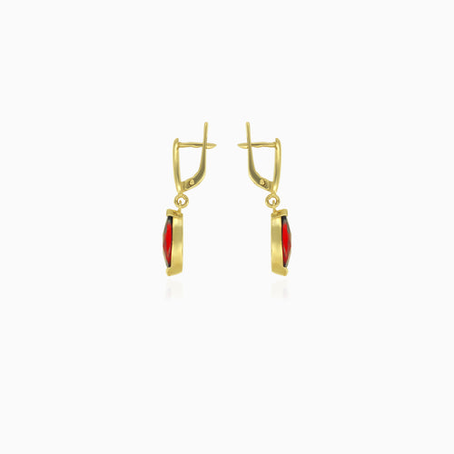 Simple pear cut garnet  dangling earrings