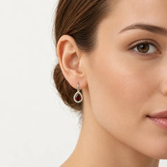 Yellow Gold Pear Garnet Halo Earrings