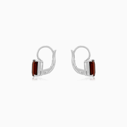 White Gold Garnet Drop Earrings
