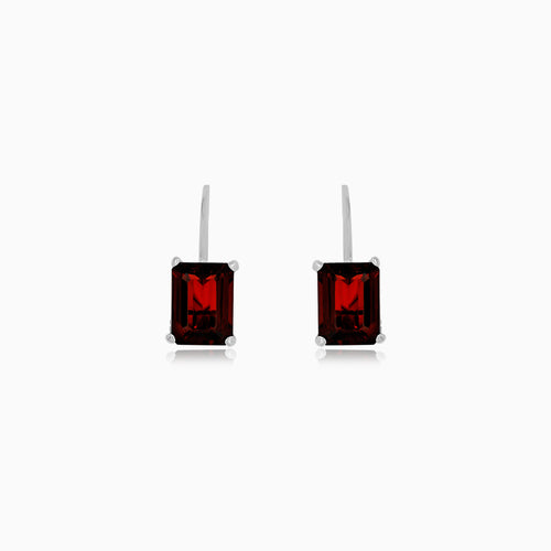 White Gold Garnet Drop Earrings