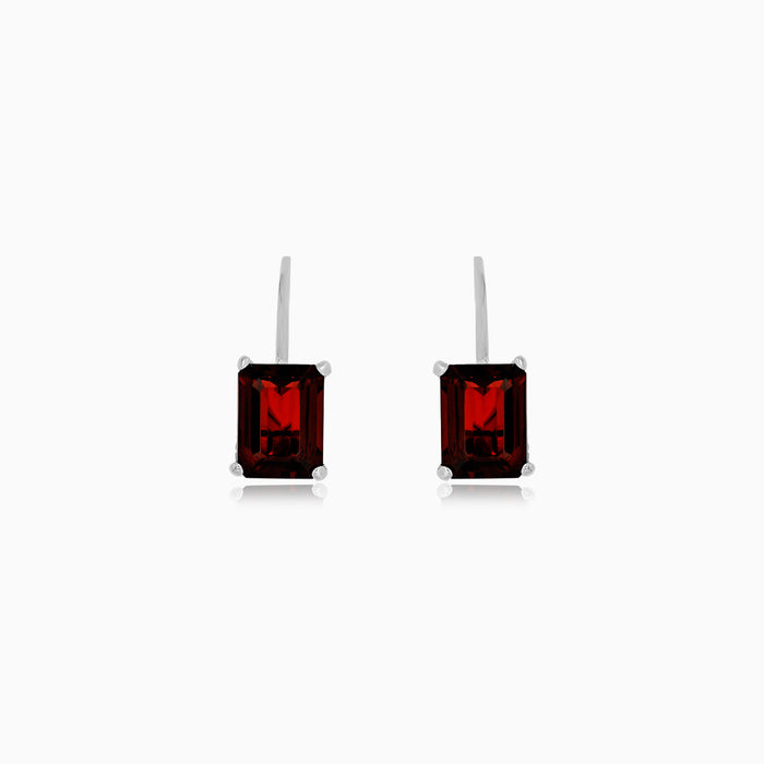 White Gold Garnet Drop Earrings