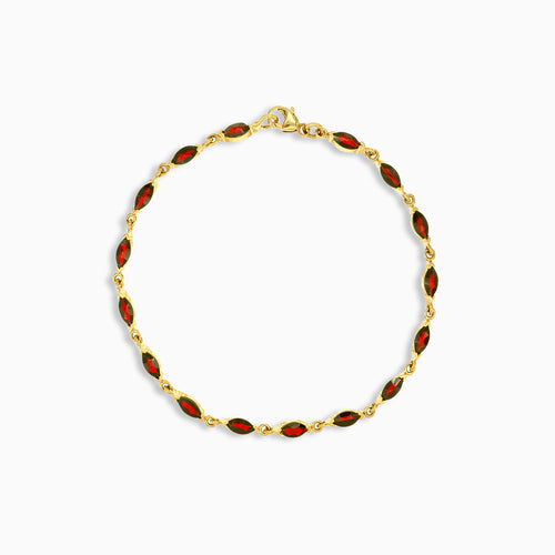 Gold bracelet with marquise garnets