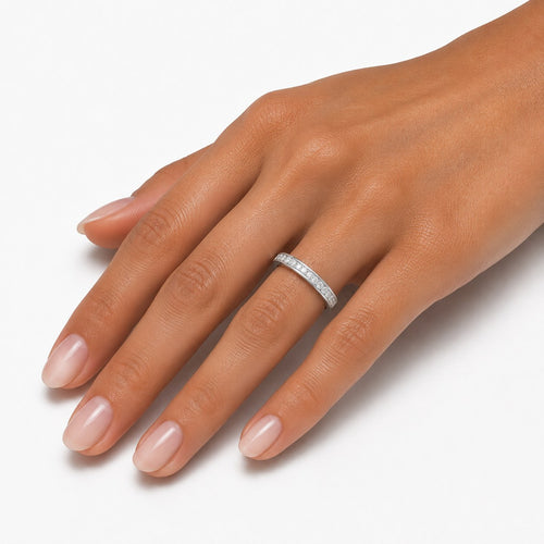 Sterling Silver Pinpoint Set Cubic Zirconia Ring