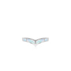 V shaped white opal ring