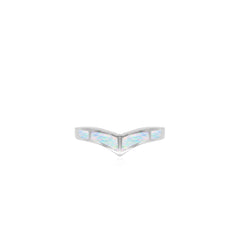 V shaped white opal ring