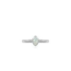 Sterling silver ring with oval white opal