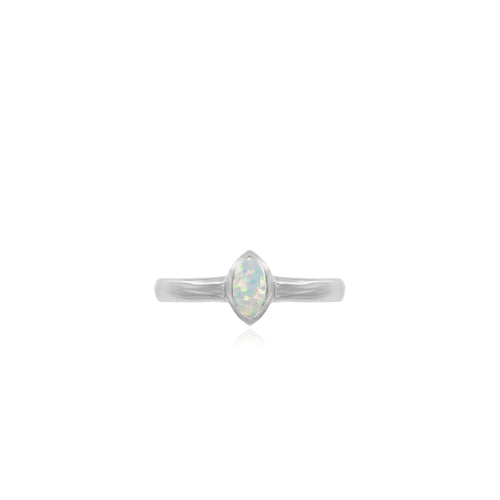 Sterling silver ring with oval white opal