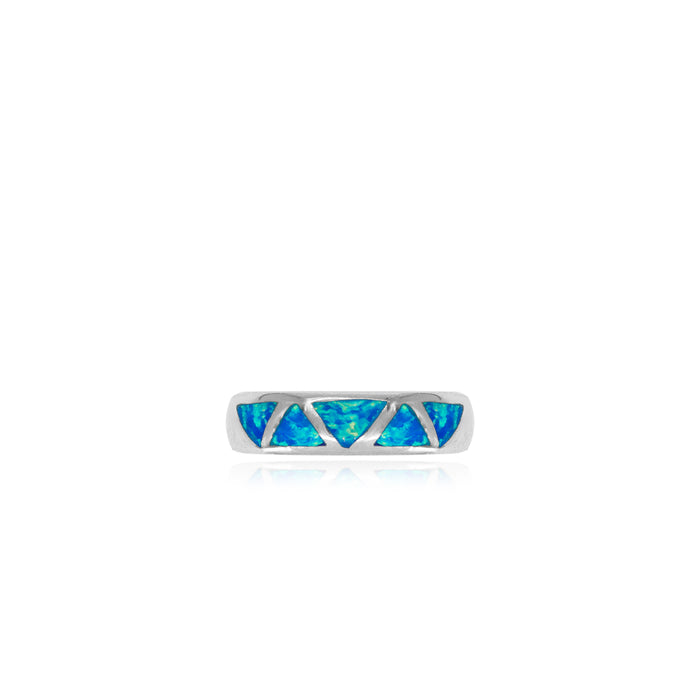 Ring aus Sterlingsilber mit blauem Opal in Dreieck-Design