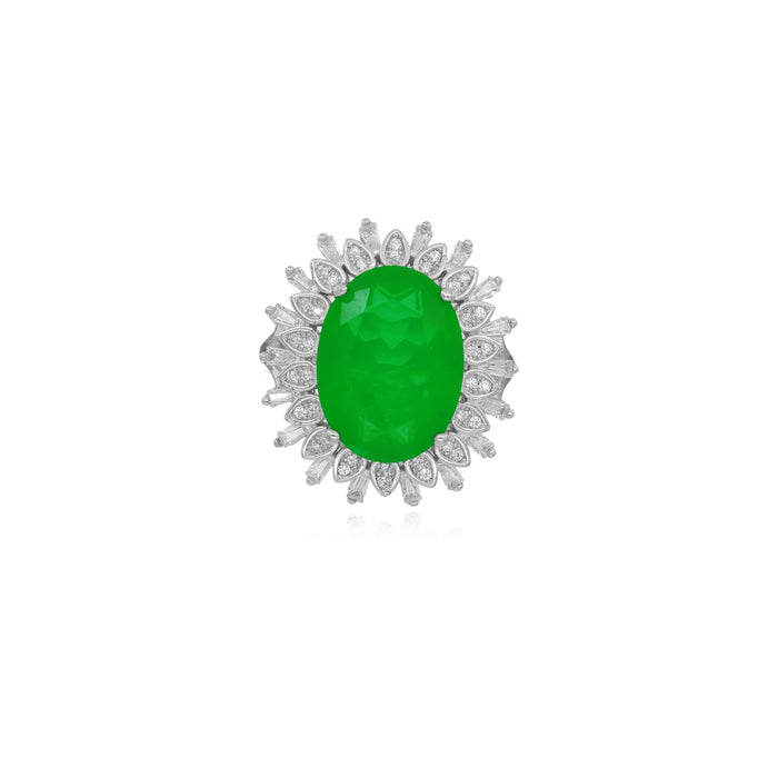 Royal sterling silver ring with oval emerald