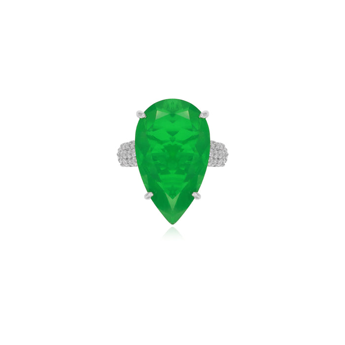 Sterling silver ring with pear emerald