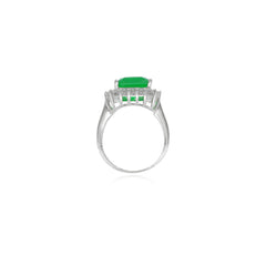 Emerald cut emerald on sterling silver ring