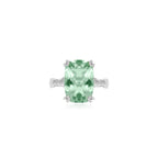 Sterling silver ring with emerald cut green amethyst