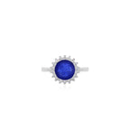 Sterling silver halo ring with sapphire center