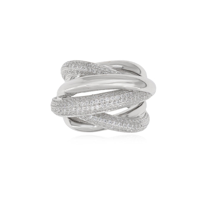 Massive twist sterling silver ring