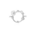 Sterling silver ring with round and flower pearl