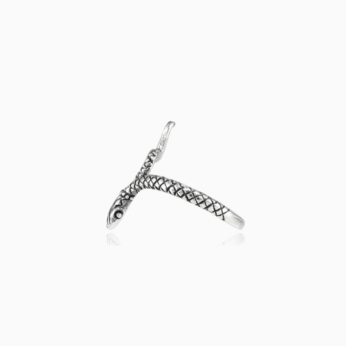 Sleek silver snake design women ring