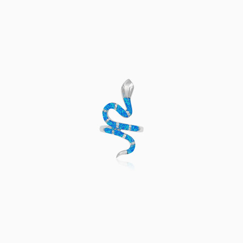 Sterling Silver Blue Opal Snake Ring