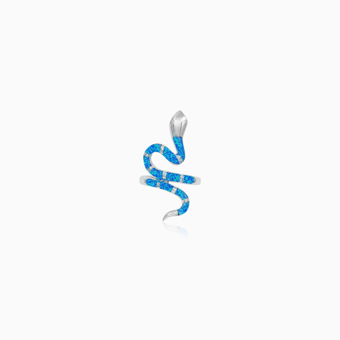 Sterling Silver Blue Opal Snake Ring