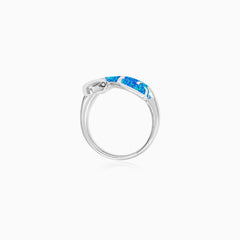 Sterling Silver Blue Opal Snake Ring