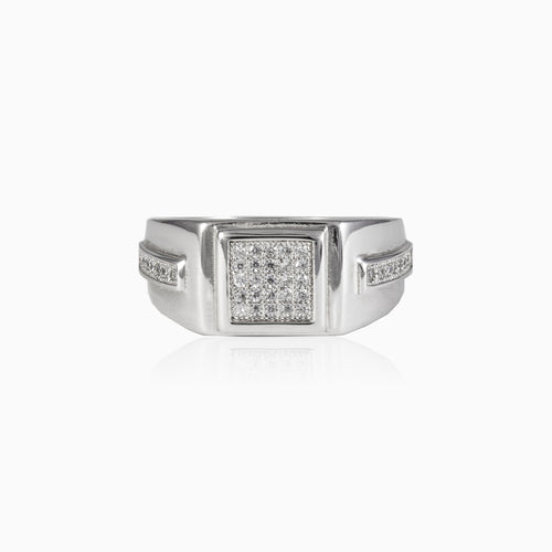 Silver cubic zirconia men ring