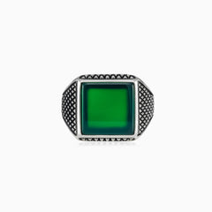 Silver bold ring with princess jade