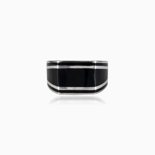 Silver enamel men ring