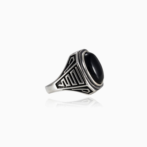 Oval onyx silver men ring