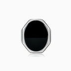 Oval onyx silver solitaire men ring