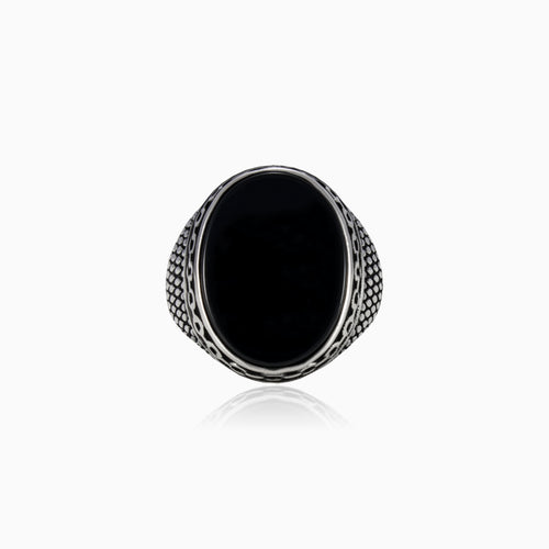 Oval onyx solitaire men ring