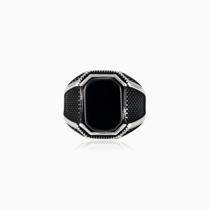 Emerald onyx solitaire men ring