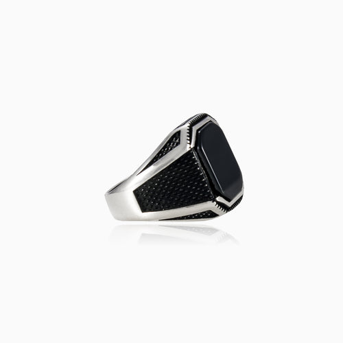 Emerald onyx solitaire men ring