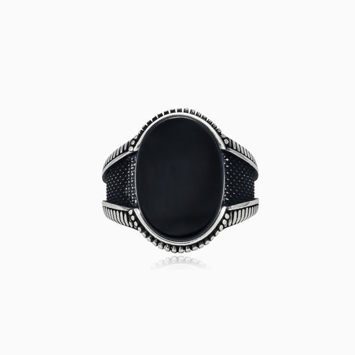 Oval onyx artisan men ring