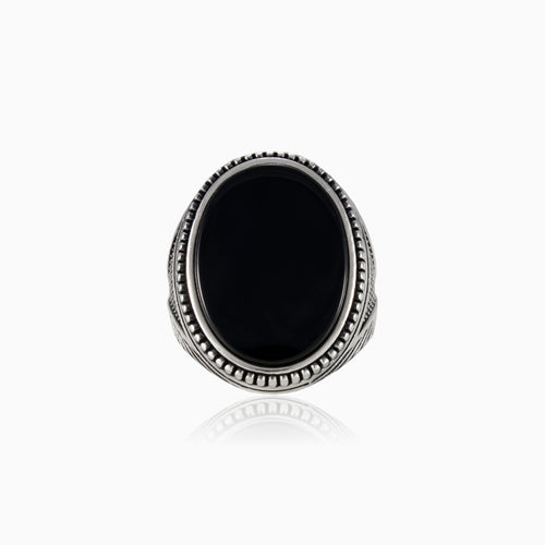 Oval onyx crafted men ring