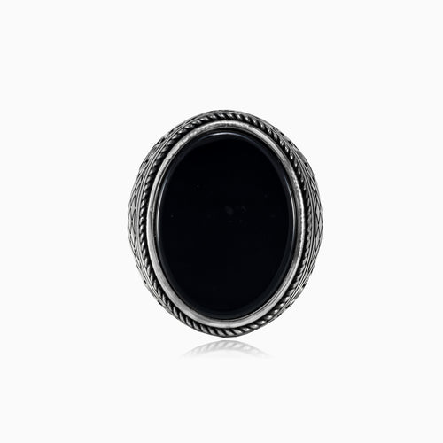 Handmade oval onyx men ring