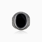 Handcrafted oval onyx men ring