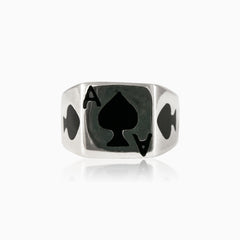 Silver ace of spades men ring