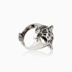 Silver cheetah spirit men ring