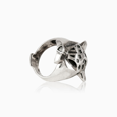 Silver cheetah spirit men ring